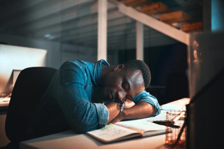Worker sleeping