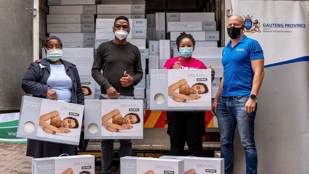 Restonic staff with Health-workers during covid